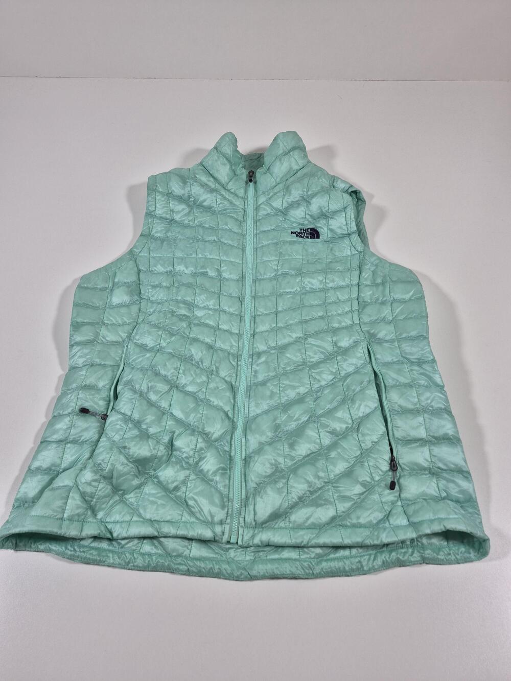 The North Face ThermoBall Vest Womens Large Green Quilted Puffer Insulated Zip